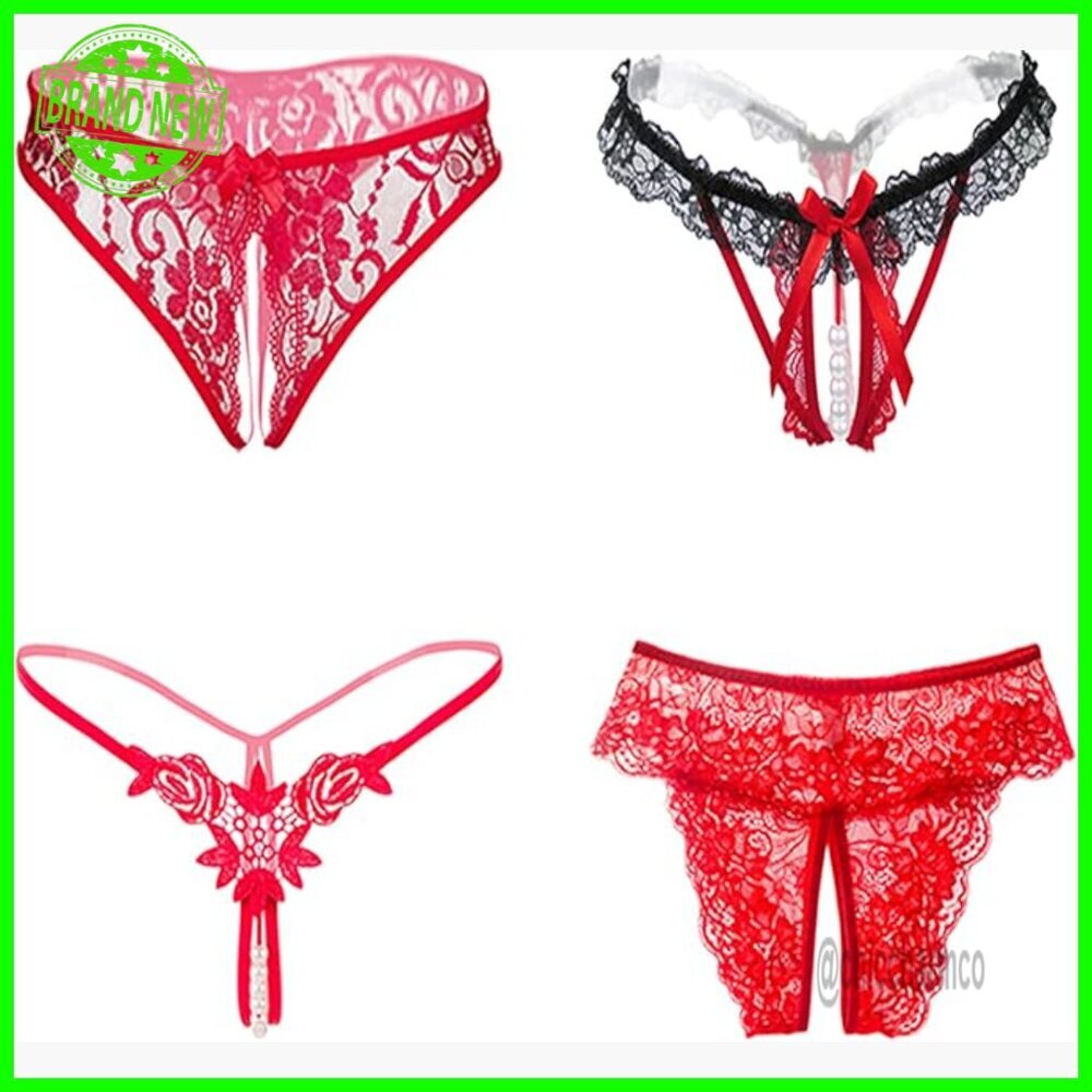 Sexy Lace Thong G-String with Pearl Ball Massage Feature